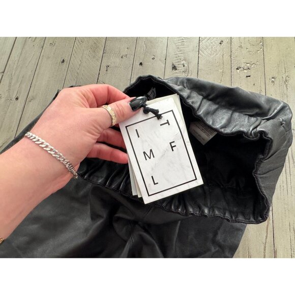 NWT ITMFL In The Mood For Love Tove Black High Waisted Lamb Leather Shorts Small - Picture 3 of 5